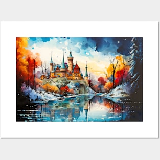 Castle Landscape Concept Abstract Colorful Scenery Painting Posters and Art